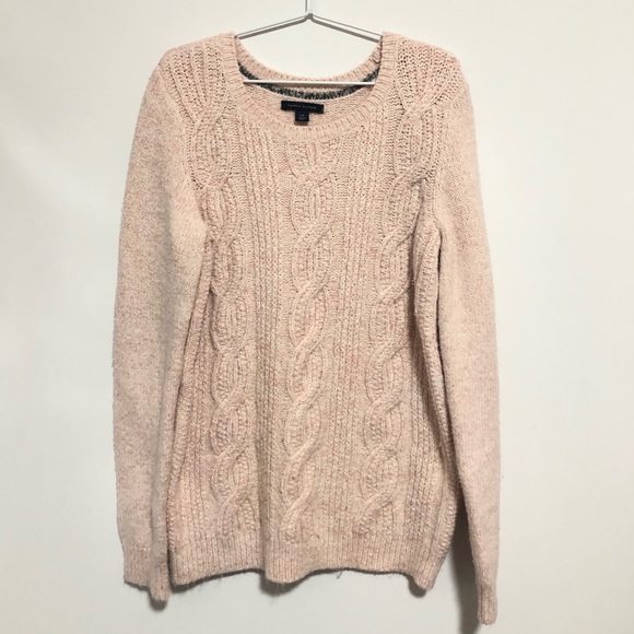 TOMMY HILFIGER PINK CABLE KNIT SWEATER - Picture 2 of 3